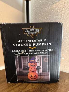 The Halloween Collection 4Ft Inflatable Pumpkins with Witch Hat & Bat Wings